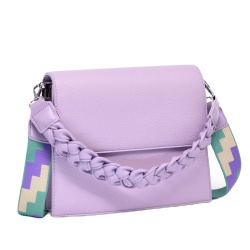 Дамска чанта за през рамо с ефектни дръжки малка светло лилава