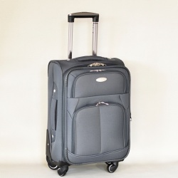 Куфар с 4 колелца текстилен с разширение и джобове малък 57/35/24+5 см сив