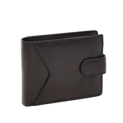 Мъжки портфейл от естествена кожа с монетник и два задни джоба черен