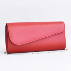 Клъч, тип плик-официална дамска чанта от еко кожа, българска, червена