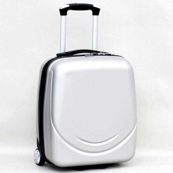 Твърд куфар ABS, малък, 45/35/20 см, с две колелца, сребрист