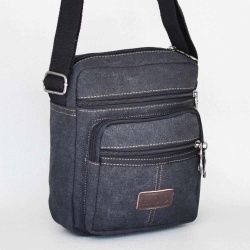 Мъжка чанта от брезентов плат за през рамо ежедневен модел тъмно сива