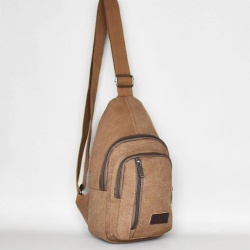 Мъжка чанта-раница от брезентов плат, за през гърди, гръб или рамо, бежова