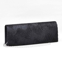 Официална дамска чанта клъч от плат, класически модел, черна