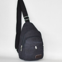 Мъжка чанта-раница от брезентов плат, за през гърди, рамо или гръб, тъмно сива