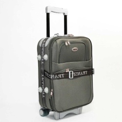 Куфар за ръчен багаж Wizz Air 55/40/20+5 с 3 силиконови колелца и код, сиво-зелен