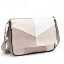 Малка дамска чанта от естествена кожа с за през рамо пастелни цветове