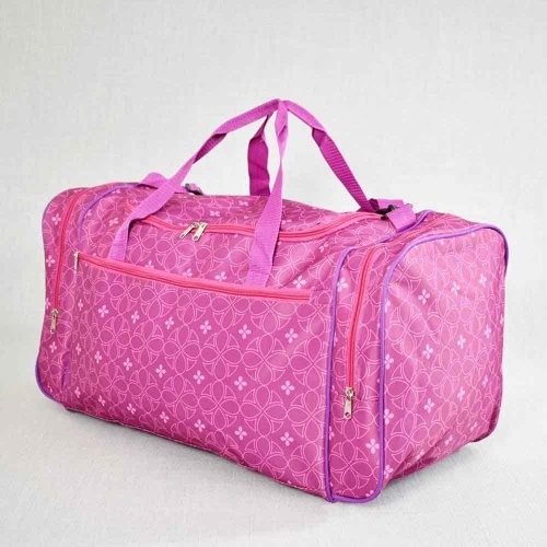 Сак / пътна чанта за багаж от здрав плат, ефектен розов десен, 60/30/28см