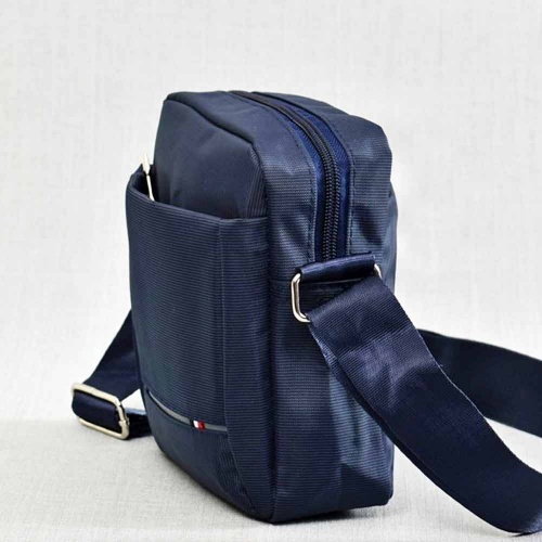 Мъжка чанта от плат, спортно-елегантен модел, синя