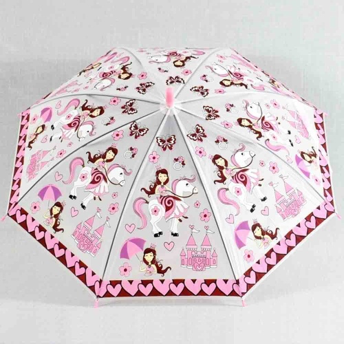 Детски чадър за дъжд Принцеса на конче, със свирка, 8 ребра