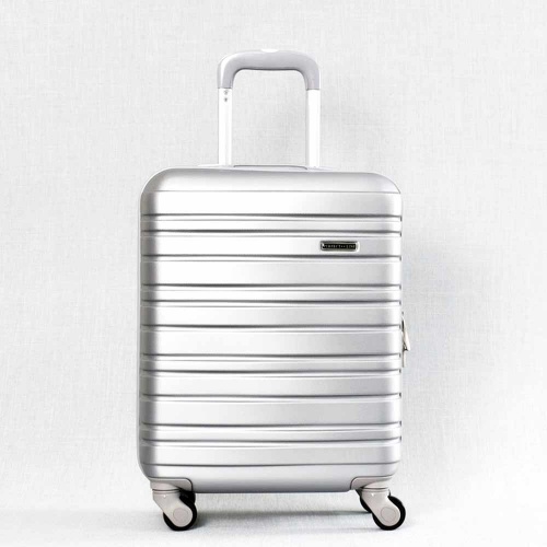 Куфар за ръчен багаж твърд ABS с колелца за RAYANAIR и WIZZAIR 54/38/20 см, сребрист