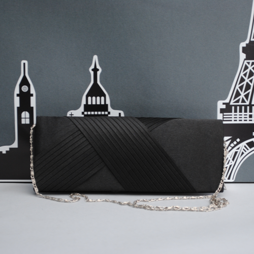 Клъч - бална дамска чанта, тип плик от плат черна