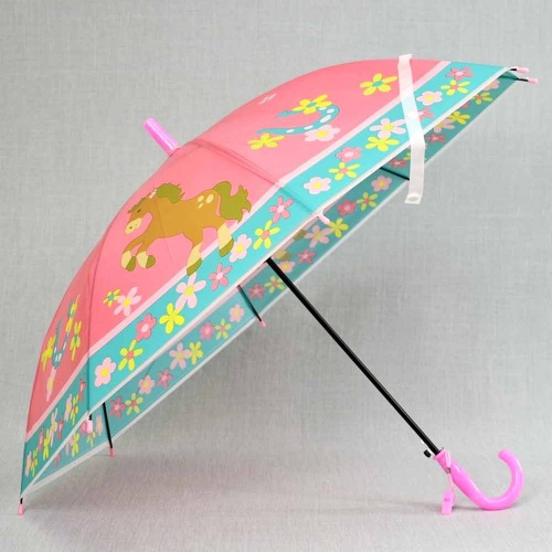 Детски чадър с конче, със свирка, 8 метални ребра