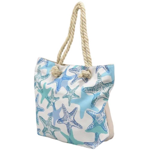 Плажна чанта Морски звезди, с дръжки от въже за носене под мишница