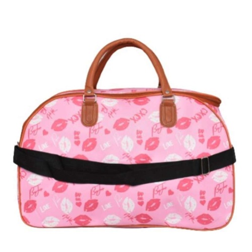 Пътна чанта Целувки розова от еко кожа нов модел 53/33/22 см  