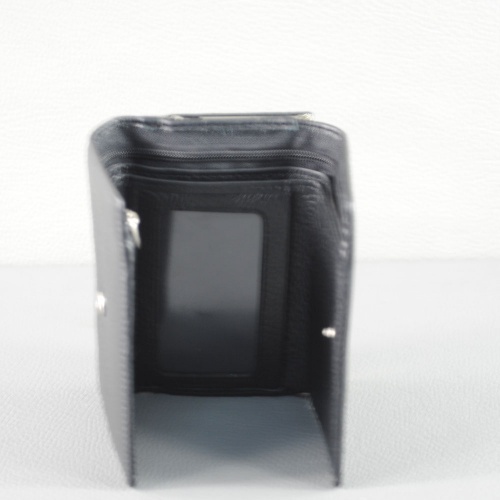 Дамско портмоне от естествена кожа черно малко класически модел