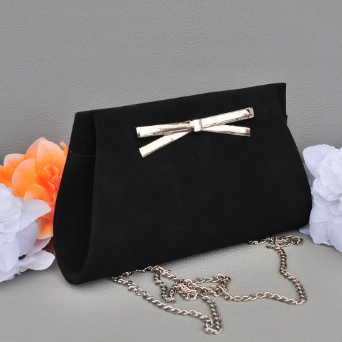 Клъч - бална дамска чанта, тип плик велур черна