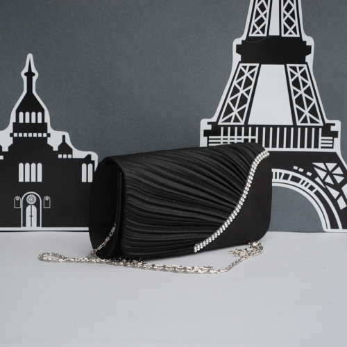 Клъч - официална дамска чанта от плат черен