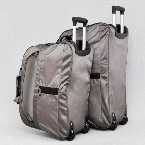Пътни чанти с теглич и колела от здрав плат сиви