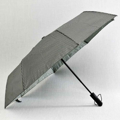 Мъжки чадър за дъжд, автоматичен, 8 ребра, сиво-черно ситна шарка