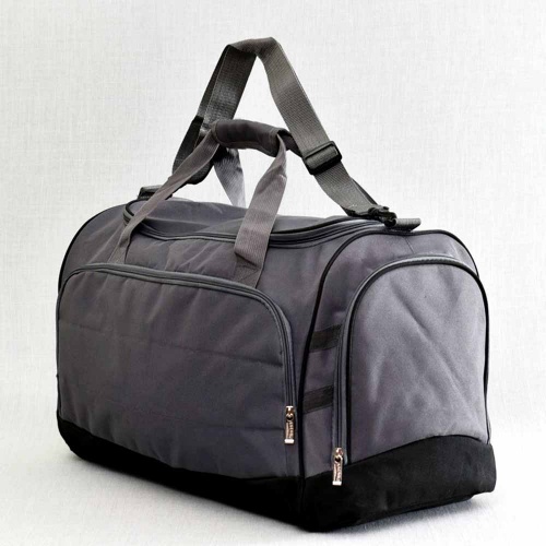 Сак за багаж, евтин, пътна чанта 33/48/16 см, с много външни джобове, сив