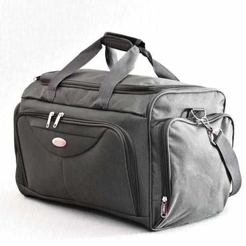 Сак, пътна чанта 35/43/25 см, с много външни джобове, сиво зелен