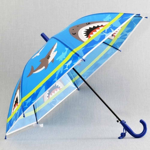 Детски чадър с акули, със свирка, 8 ребра, за момче