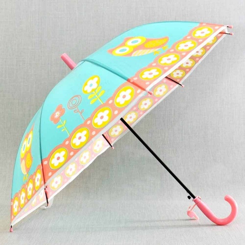 Детски чадър с бухалче, със свирка, 8 ребра, за момиче