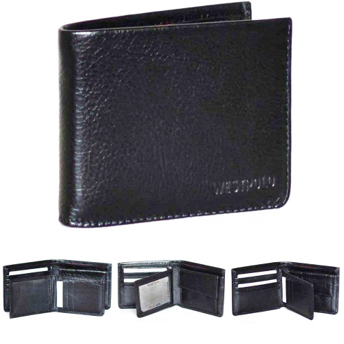 Мъжки портфейли от естествена кожа 2 в 1, с вадещ се органайзер за документи, черен