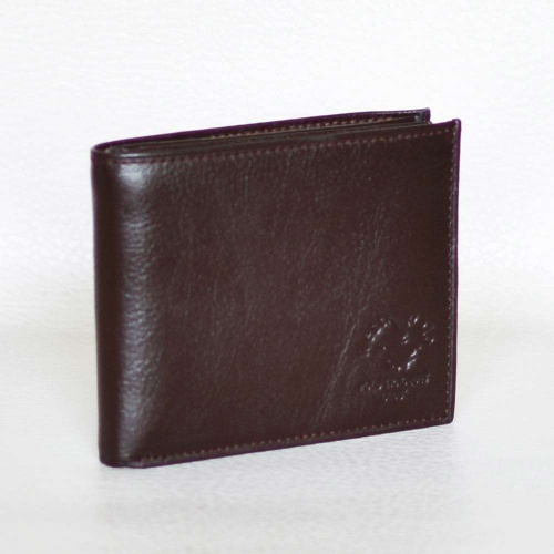 Мъжки портфейл от естествена кожа с много отделения за документи и карти, кафяв