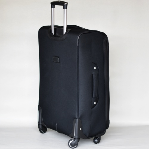 Куфар с 4 колелца текстилен с разширение и джобове голям 75/45/30+5 см черен