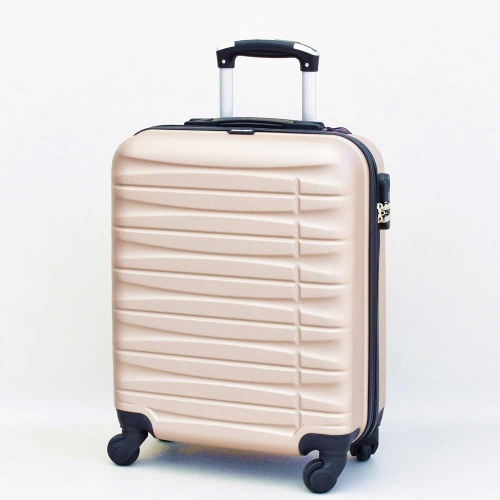 Куфар за ръчен багаж  55/40/20 см. за RAYANAIR и WIZZAIR  твърд, лек, с колелца, шампанско