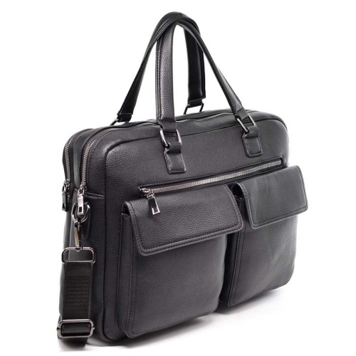 Бизнес чанта от висококачествена еко кожа с две отделения черна