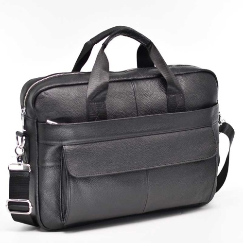 Бизнес чанта от естествена кожа с много джобове спортно-елегантен модел