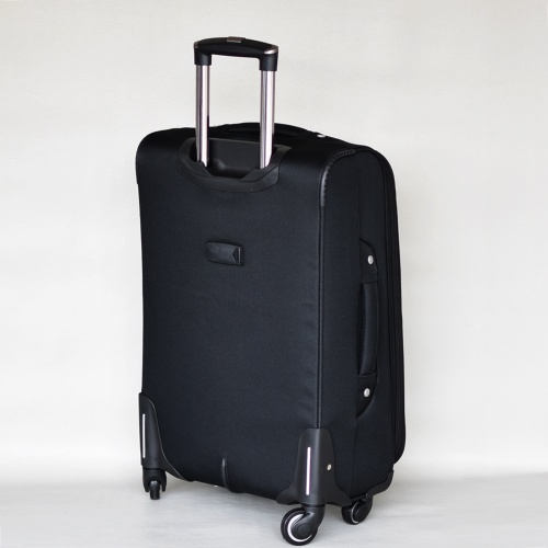 Куфар с 4 колелца текстилен с разширение и джобове среден 66/40/28+5 см черен