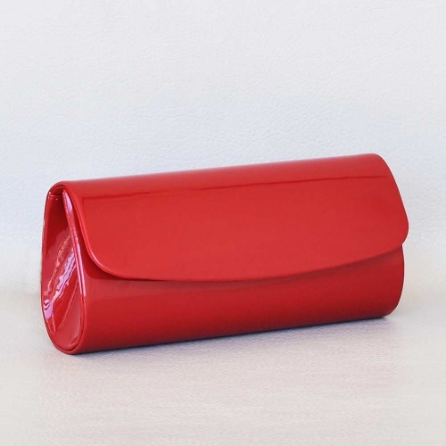 Клъч, тип плик-официална лачена дамска чанта, червена