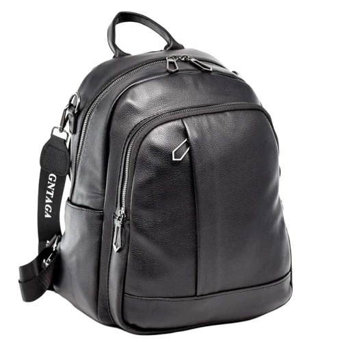 Дамска раница / чанта с два предни джоба ефектен дизайн нов модел черна