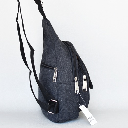 Мъжка чанта-раница тъмно сива за през гърди,рамо или гръб от брезент 