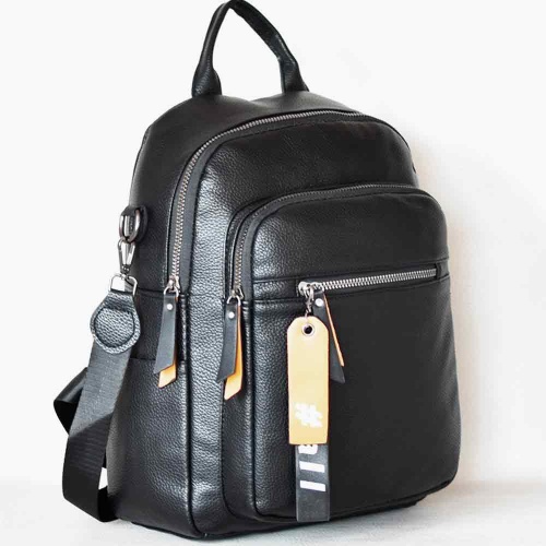 Дамска раница-чанта 2в1 от качествена еко кожа, подходяща за формат А4, черна