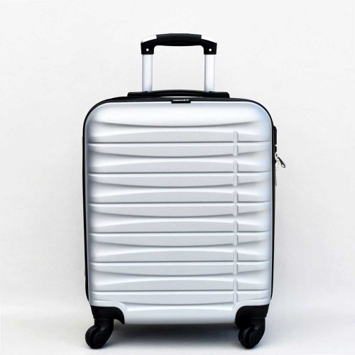 Куфар за ръчен багаж  55/40/20 см. за RAYANAIR и WIZZAIR  твърд, лек, с колелца, сребрист
