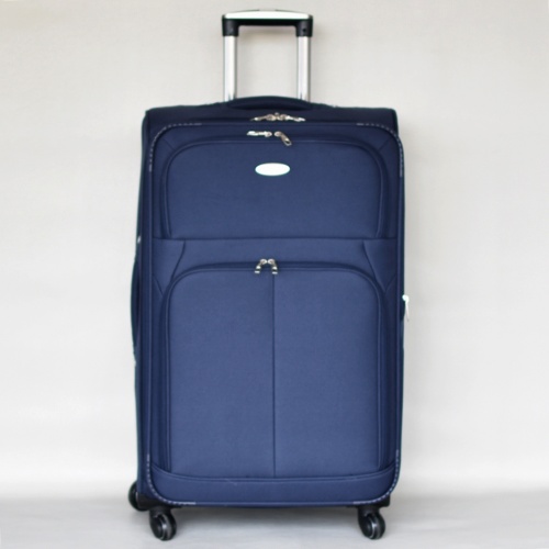 Куфар с 4 колелца текстилен с разширение и джобове голям 75/45/30+5 см син