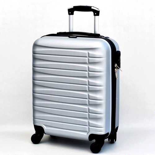 Куфар за ръчен багаж  55/40/20 см. за RAYANAIR и WIZZAIR  твърд, лек, с колелца, сребрист