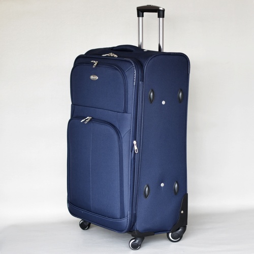 Комплект куфари с 4 колелца 3 броя текстилни с разширение и джобове син