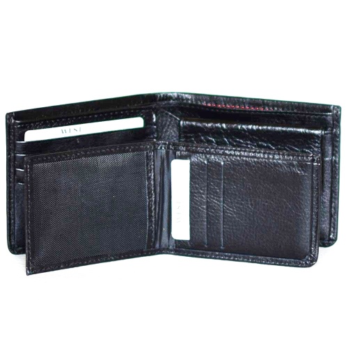 Мъжки портфейл от естествена кожа 2 в 1, с вадещ се органайзер за документи, черен
