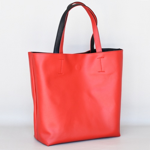 Българска дамска чанта тип торба двулицева 2 в 1 с органайзер черна червена