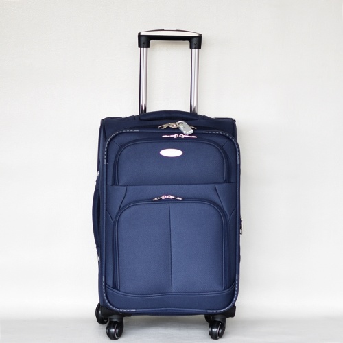 Куфар с 4 колелца текстилен с разширение и джобове малък 57/35/24+5 см син