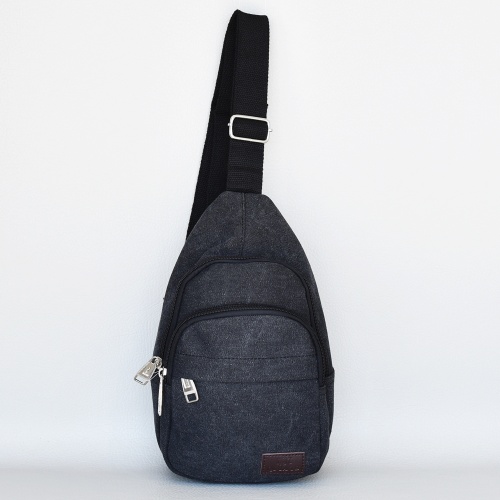 Мъжка чанта-раница за през гърди,рамо или гръб тъмно сива от брезент