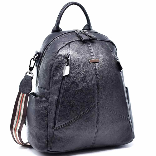 Дамска раница-чанта от естествена кожа,топ качество, ефектен модел, черна