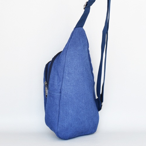 Мъжка чанта-раница за през гърди,рамо или гръб от брезент синя