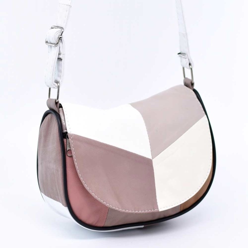 Малка дамска чанта от естествена кожа с дълга дръжка за през рамо, пастелни цветове